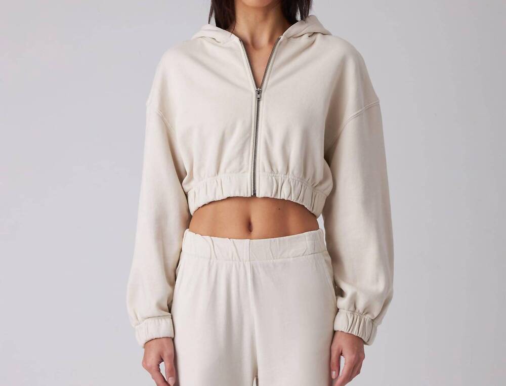 NEW TALENTLESS women's zip crop sweatshirt in bone